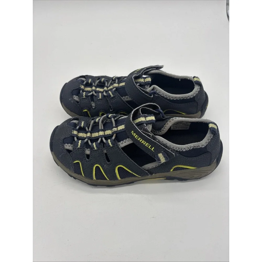 Merrell Hydro Kids Water Sandals Grey Lime Green Size 3 Youth Hiking Shoes
